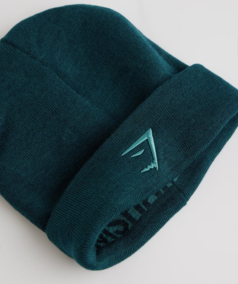 Czapki Beanie Gymshark Reversable Jacquard Turkusowe | PL 162XYN